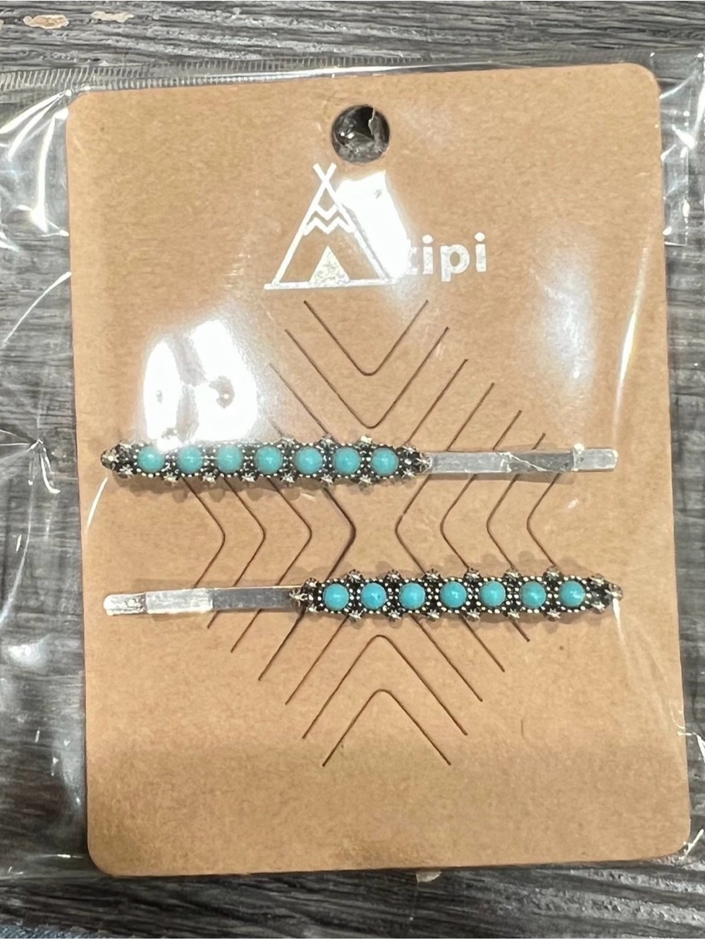 Atipi Turquoise Beaded Bobby Pin Set - Silver Tone